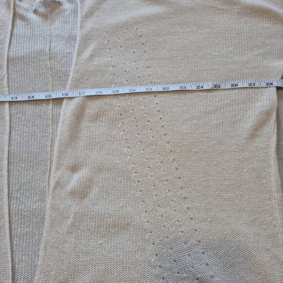 Monk & Lou Oversize Loose Fit Linen Blend Open Front Knit Cardigan Cream - Picture 9 of 10